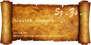 Szvitek Zsanett névjegykártya